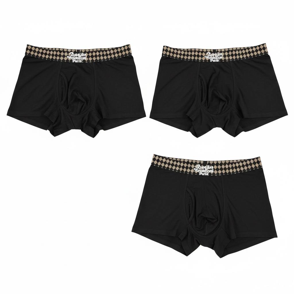 LOUIS VUITTON Premium Ice Silk Boxer Briefs Set – Signature Checkered Edition 🖤✨ - MASTERPIECE