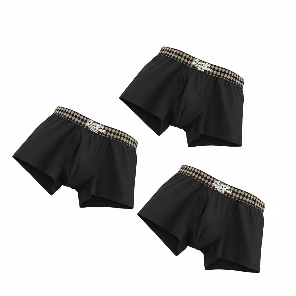 LOUIS VUITTON Premium Ice Silk Boxer Briefs Set – Signature Checkered Edition 🖤✨ - MASTERPIECE