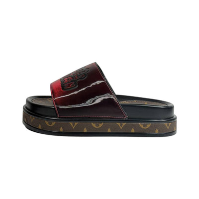 Louis Vuitton Red Platform Slides – Luxury Monogram Statement Sandals ❤️👡 - MASTERPIECE