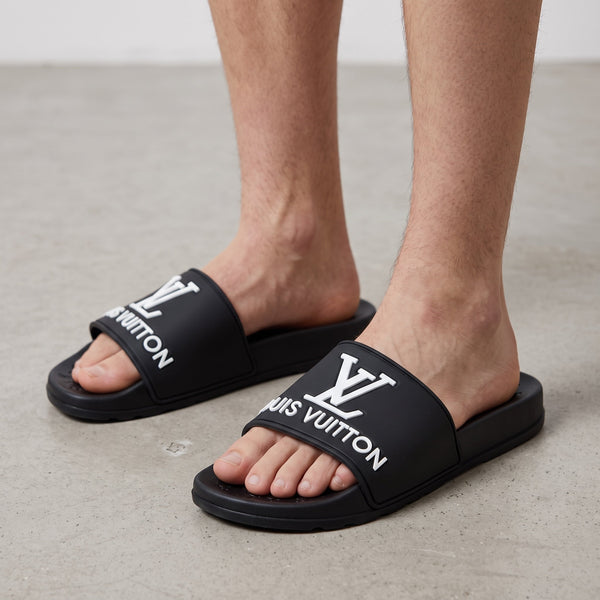 Louis Vuitton Logo Slides — Black