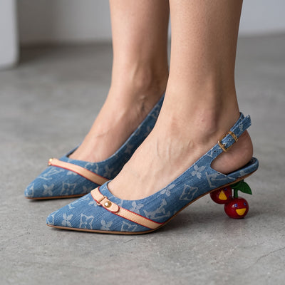 Louis Vuitton Slingback – Denim Monogram Cherry Heel 🍒 - MASTERPIECE