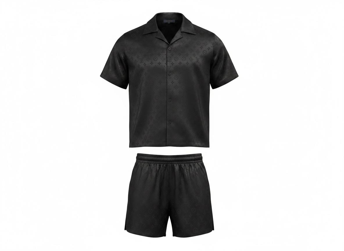 🖤 Louis Vuitton Style Black Monogram Set – Sleek Luxury Co - Ord 👕🩳✨ - MASTERPIECE