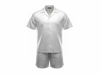 🤍 Louis Vuitton Style White Co - Ord Set – Monogram Luxury Summer Fit 👕🩳✨ - MASTERPIECE