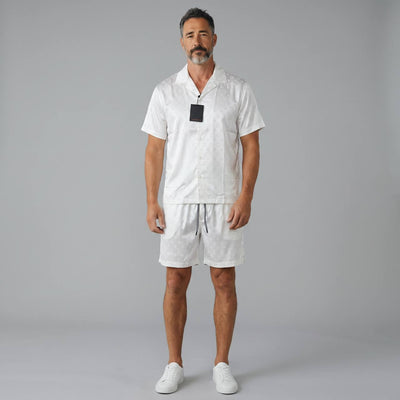 🤍 Louis Vuitton Style White Co - Ord Set – Monogram Luxury Summer Fit 👕🩳✨ - MASTERPIECE