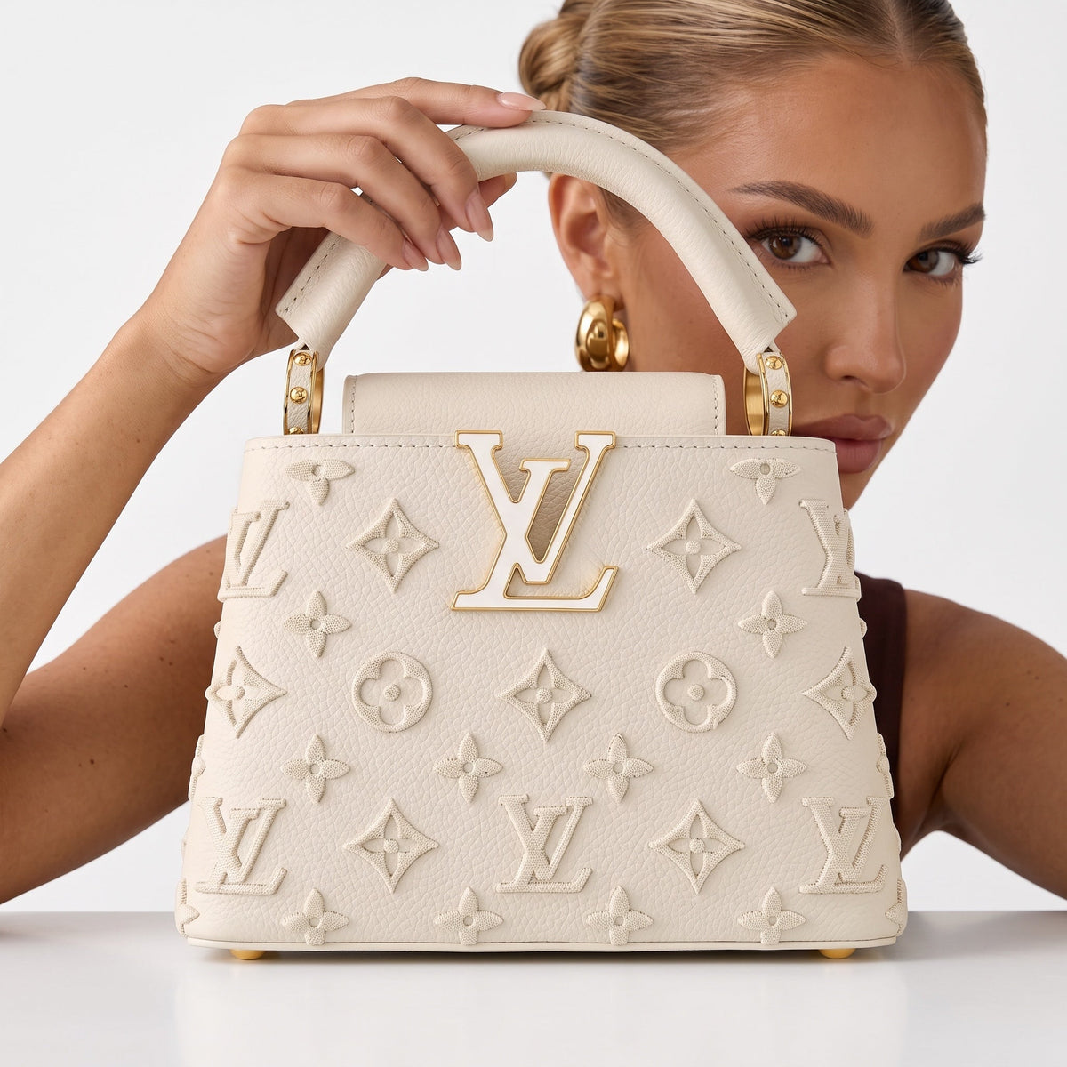 Louis Vuitton Top Handle Monogram Bag — Cream