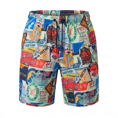 Louis Vuitton Travel Sticker Swim Shorts – Multicolor 🌍🏖️ - MASTERPIECE