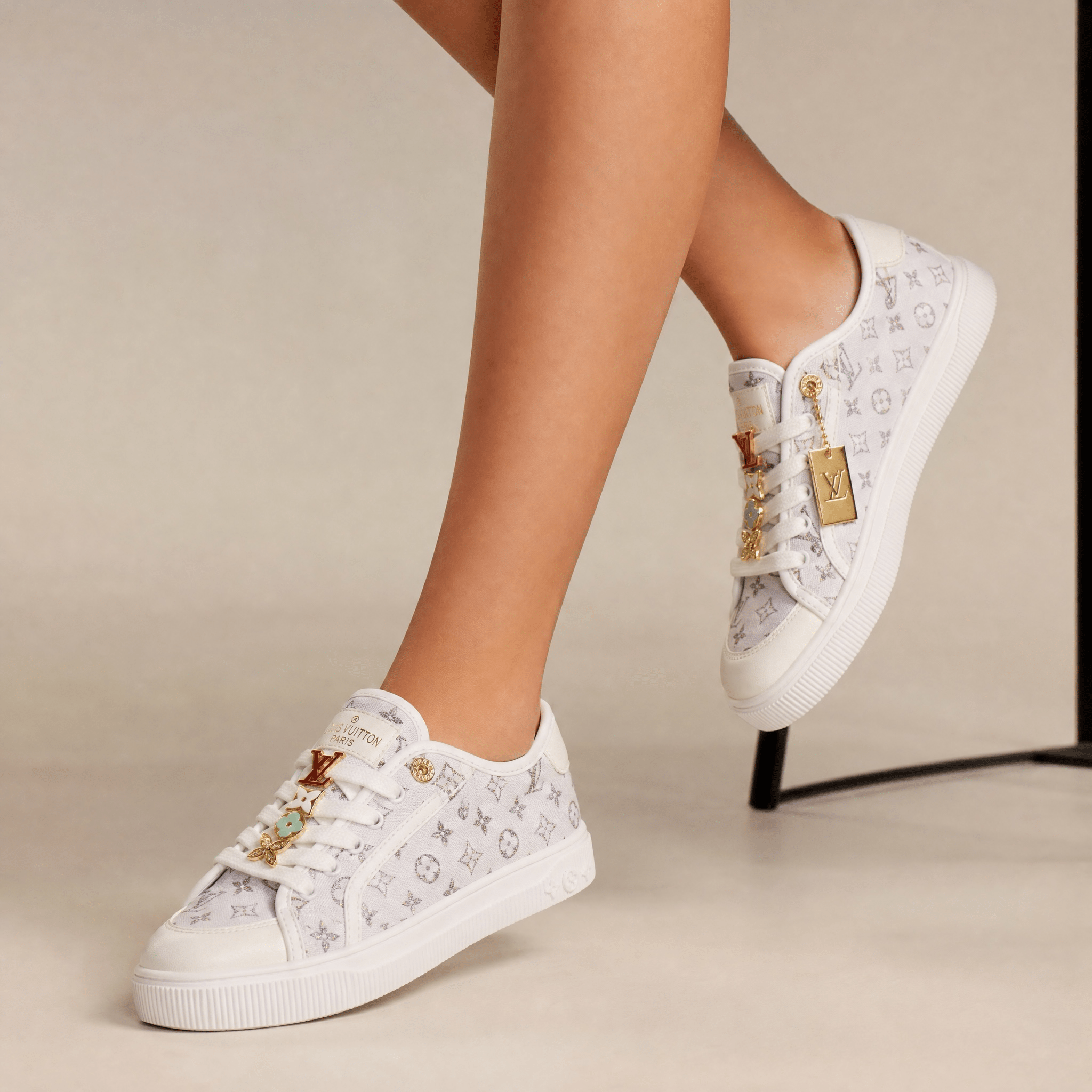 Louis Vuitton White Monogram Lace-Up Sneakers 🤍✨ - MASTERPIECE