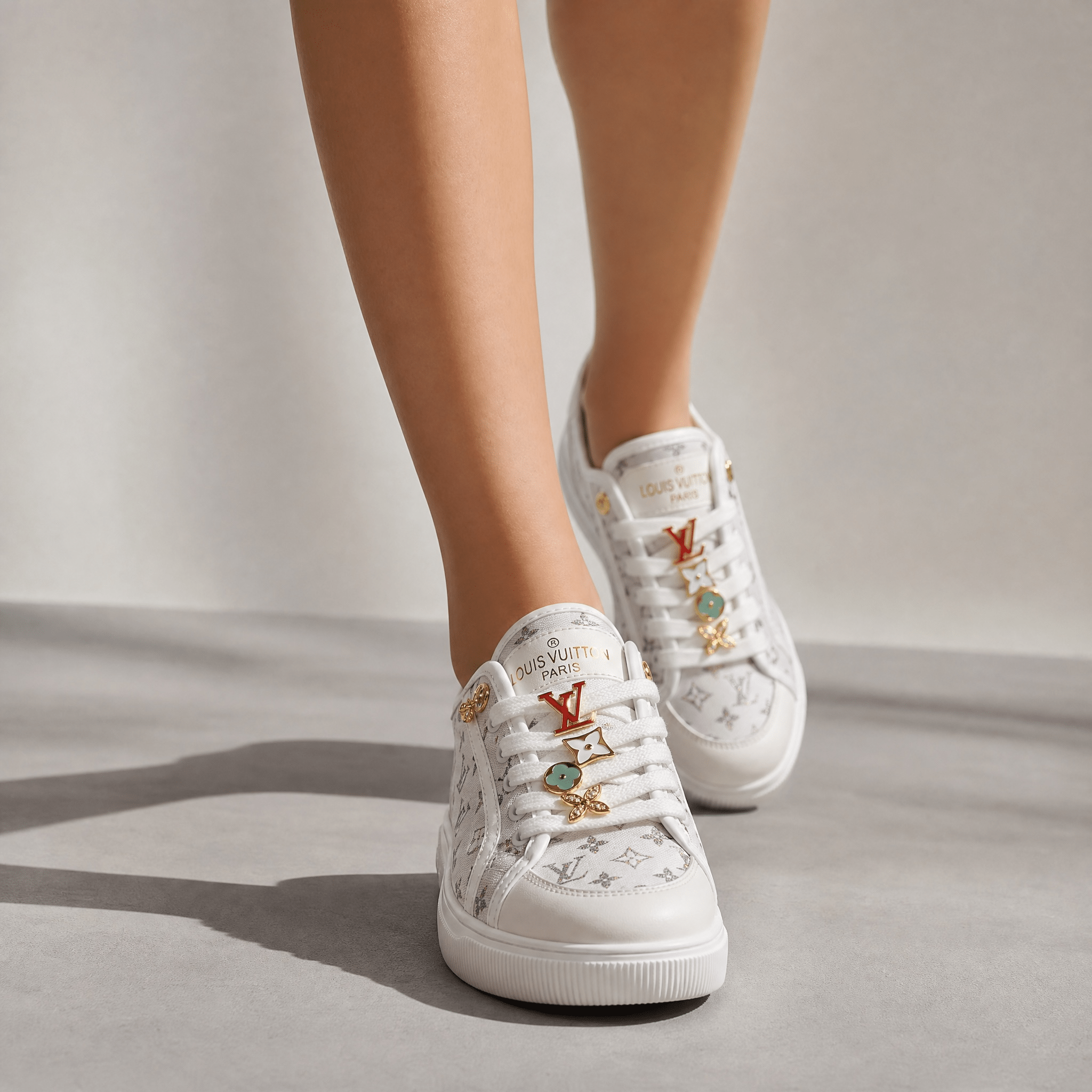 Louis Vuitton White Monogram Lace-Up Sneakers 🤍✨ - MASTERPIECE