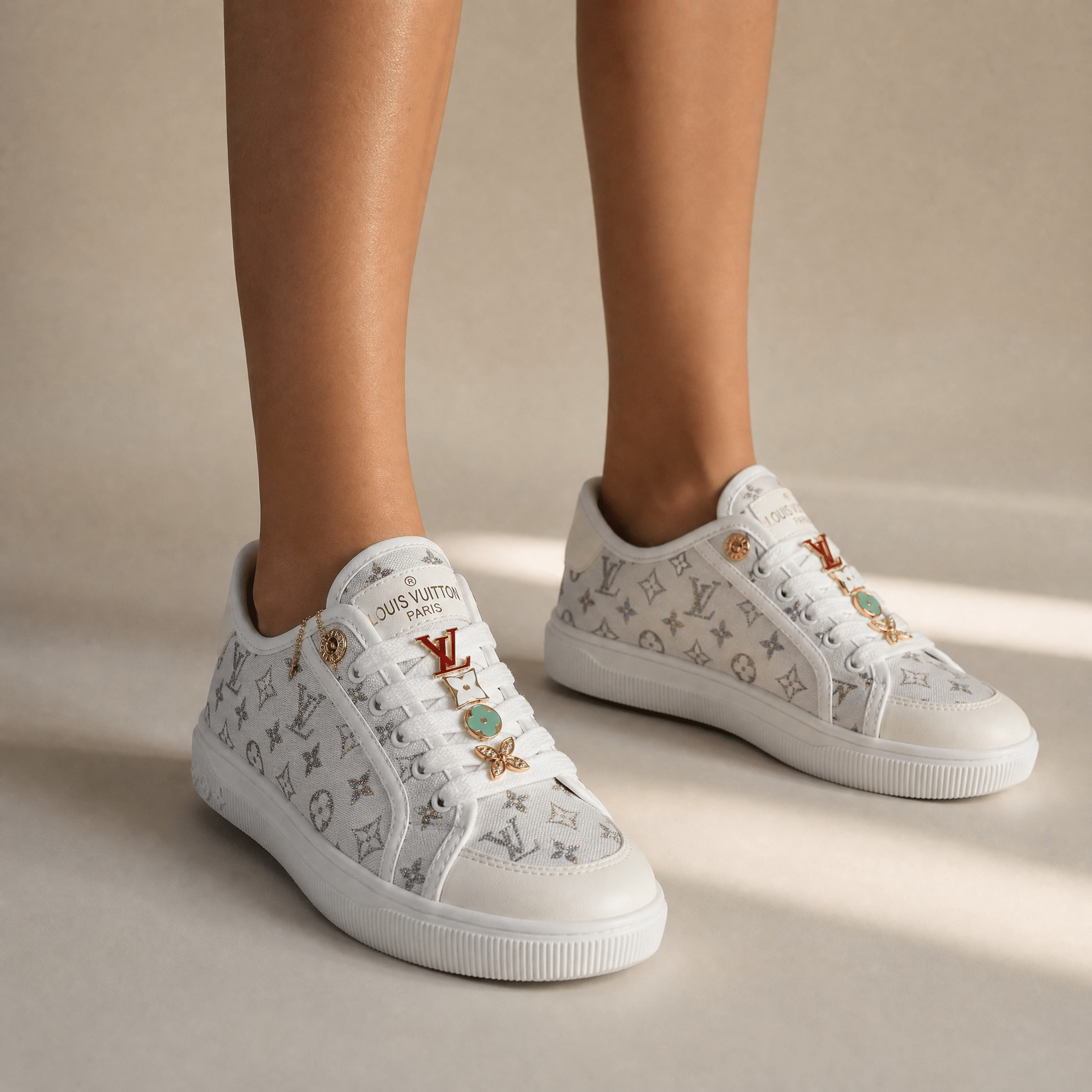 Louis Vuitton White Monogram Lace-Up Sneakers 🤍✨ - MASTERPIECE