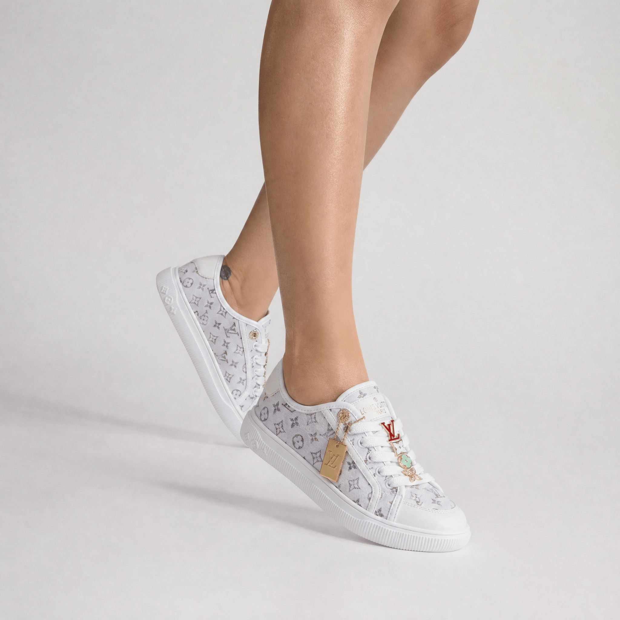 Louis Vuitton White Monogram Lace-Up Sneakers 🤍✨ - MASTERPIECE