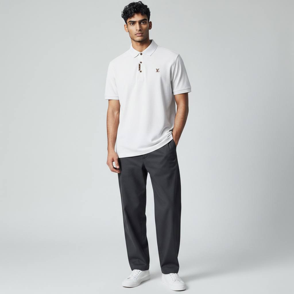 🤍 Louis Vuitton White Polo Shirt – Clean Luxury Essential 👕✨ - MASTERPIECE