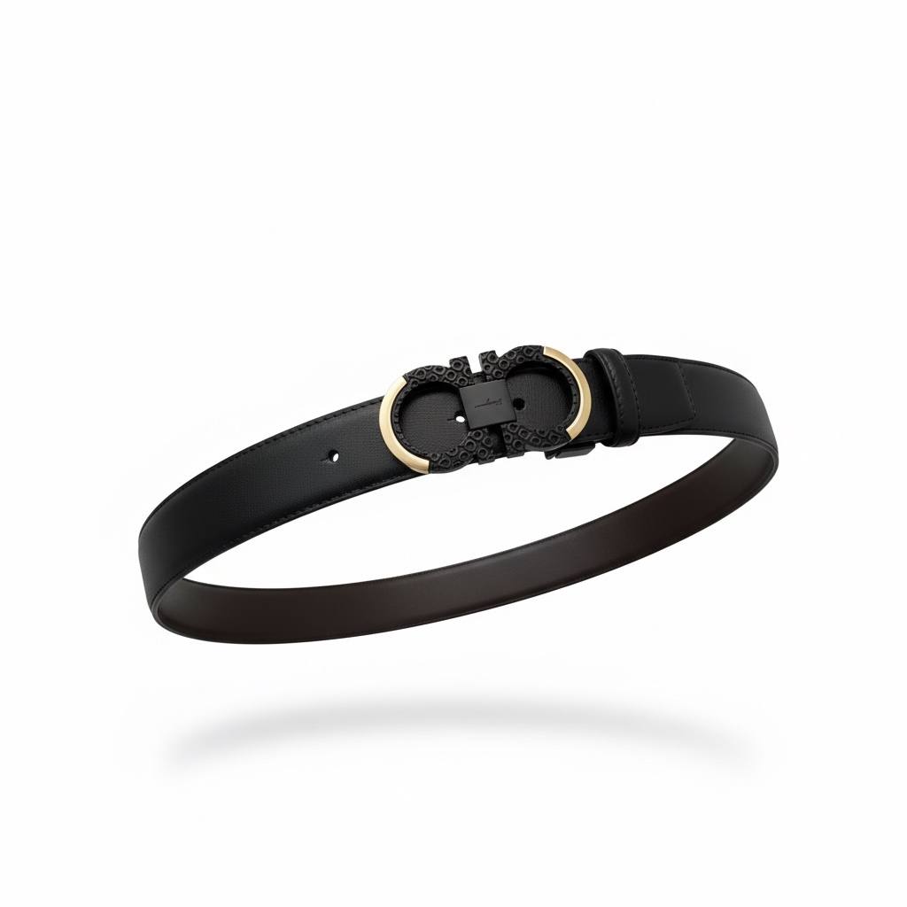 Luxury Salvatore FerragamoDouble Ring Designer Belt 120cm – Reversible Black & Brown Leather ✨ - MASTERPIECE
