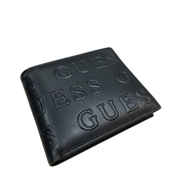 MASTERPIECE Sophisticated GUESS wallet in black embossed leather with multiple card slots.