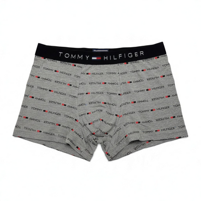 MASTERPIECE Tommy Hilfiger grey stretch cotton boxer brief with all-over logo print and branded elastic waistband