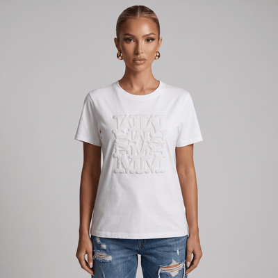 Max Mara Monogram Embossed White T-Shirt 🤍✨ - MASTERPIECE