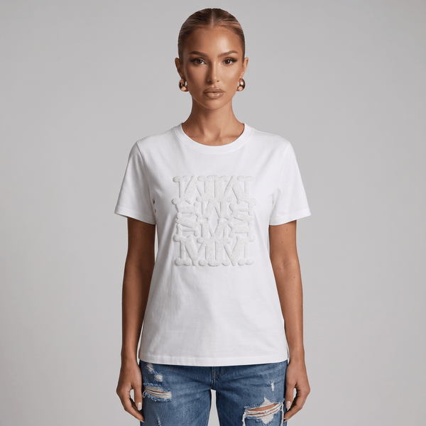 Max Mara Monogram Embossed White T-Shirt 🤍✨