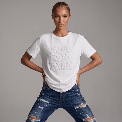 Max Mara Monogram Embossed White T-Shirt 🤍✨ - MASTERPIECE