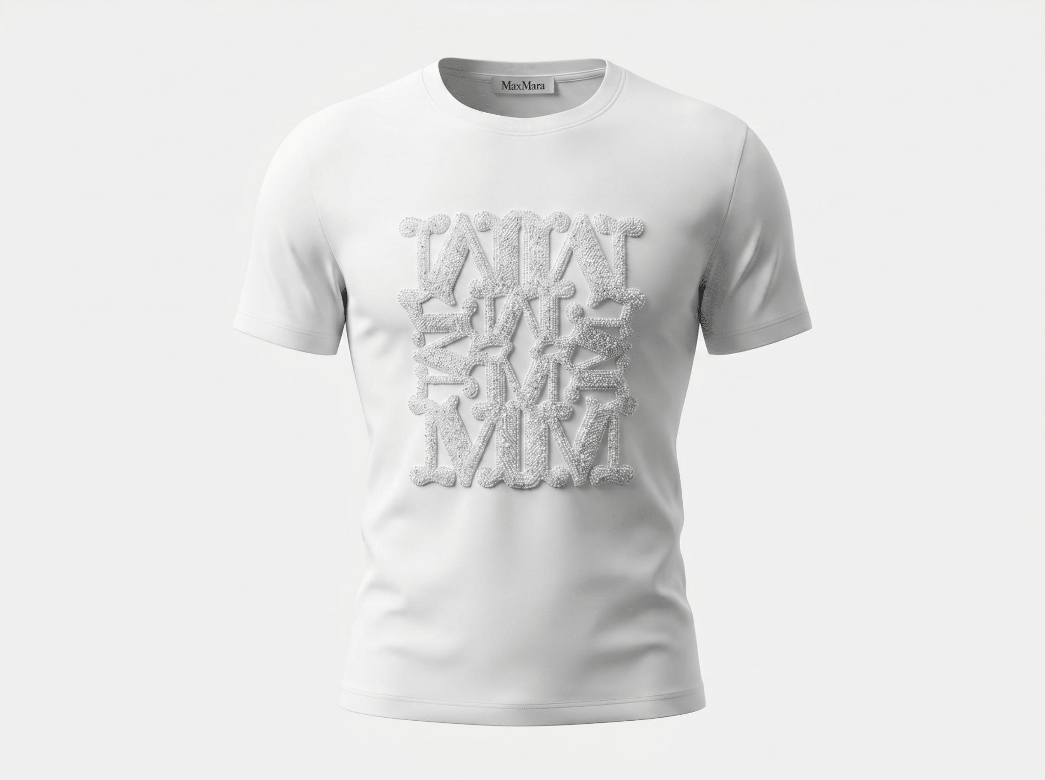 Max Mara Monogram Embossed White T-Shirt 🤍✨ - MASTERPIECE