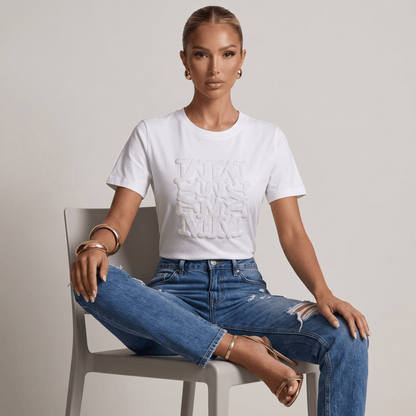 Max Mara Monogram Embossed White T-Shirt 🤍✨ - MASTERPIECE