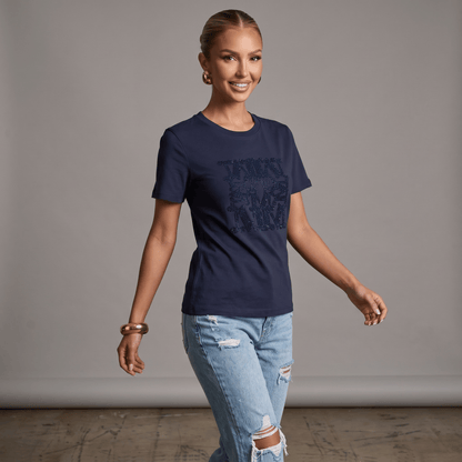 Max Mara Navy Sequin Logo T-Shirt 💙✨ - MASTERPIECE