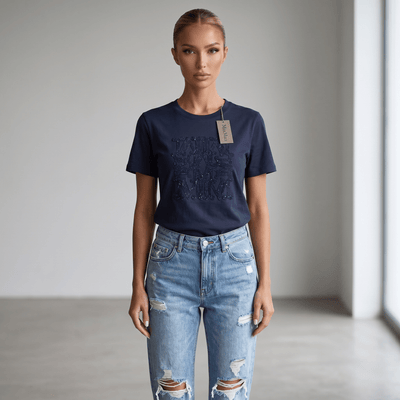Max Mara Navy Sequin Logo T-Shirt 💙✨ - MASTERPIECE