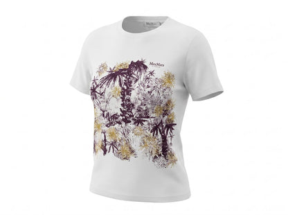 🤍 Max Mara White Floral Graphic T-Shirt – Elegant Casual Tee ✨ - MASTERPIECE