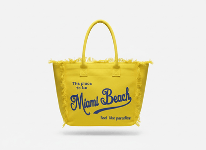 💛 Miami Beach Canvas Tote Bag | Summer Paradise Shopper 🌴 - MASTERPIECE