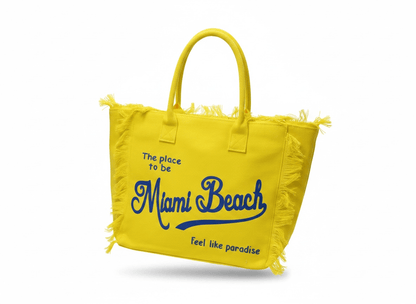 💛 Miami Beach Canvas Tote Bag | Summer Paradise Shopper 🌴 - MASTERPIECE
