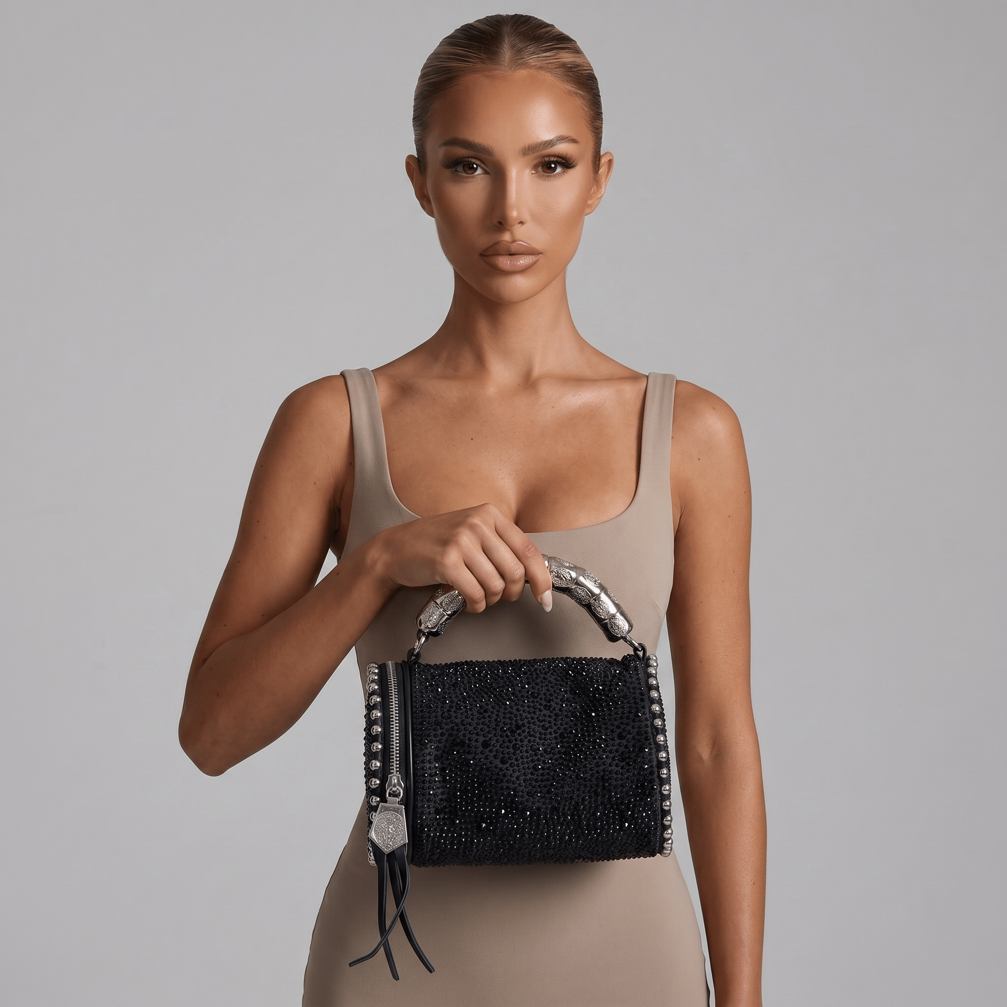 ✨ Midnight Crystal Barrel Bag – Luxury Rhinestone Evening Handbag - MASTERPIECE