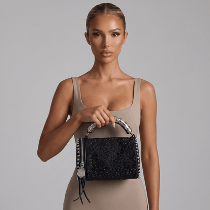 ✨ Midnight Crystal Barrel Bag – Luxury Rhinestone Evening Handbag - MASTERPIECE