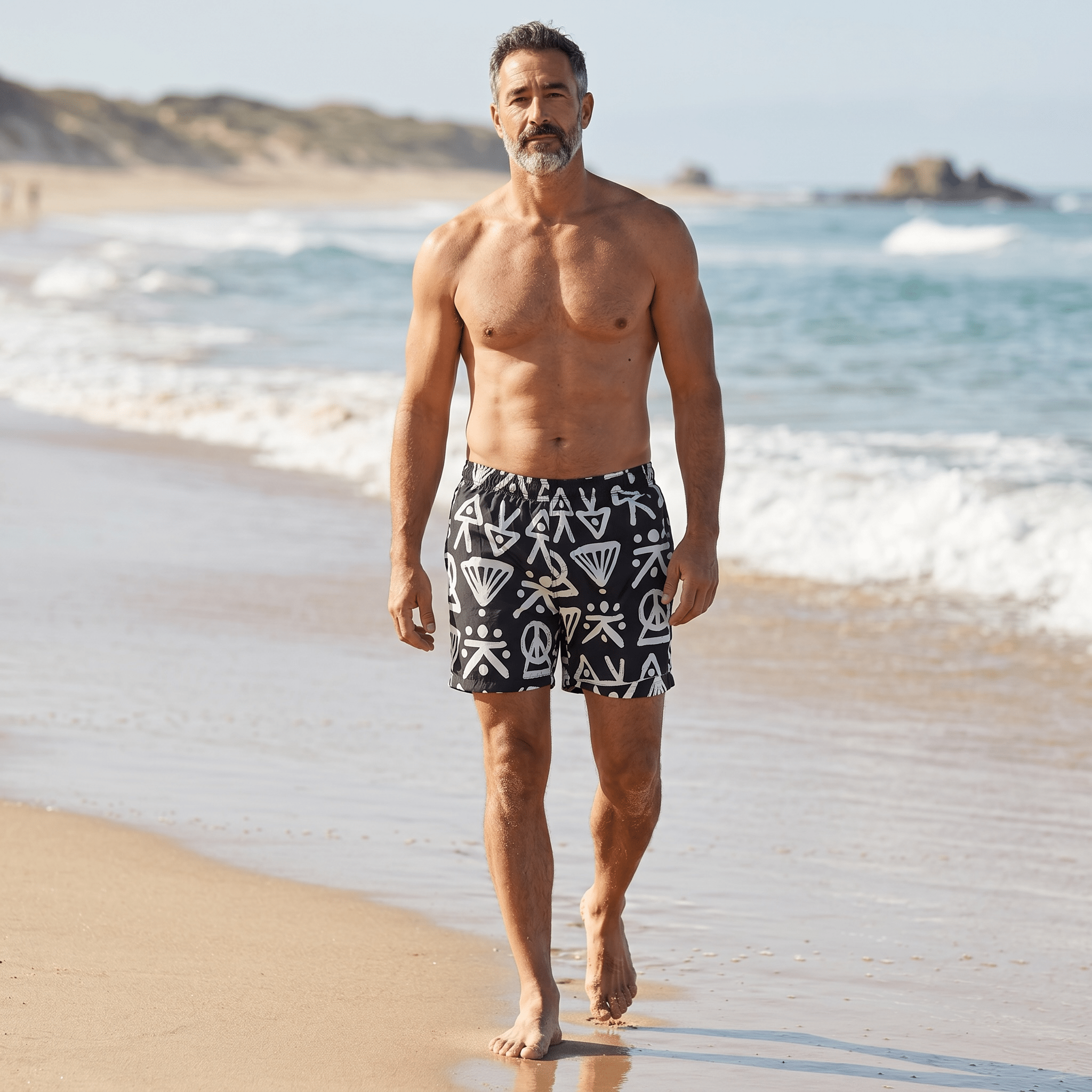 Mini Abstract Print Swim Shorts 🖤⚡ - MASTERPIECE