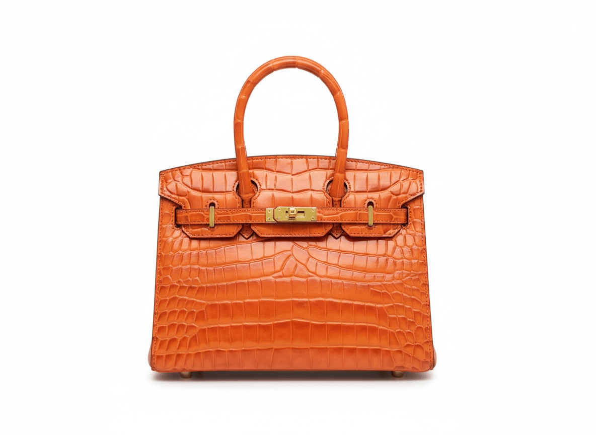 Mini Croc-Embossed Orange Birkin Style Bag 🧡✨ | Bold Statement Luxury - MASTERPIECE