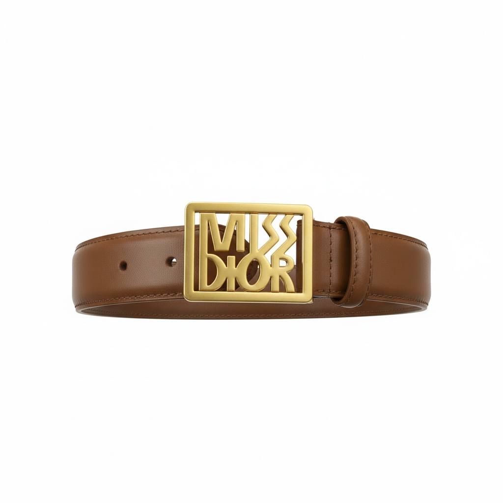 Miss Dior” Gold Logo Leather Belt – Timeless Luxury - MASTERPIECE