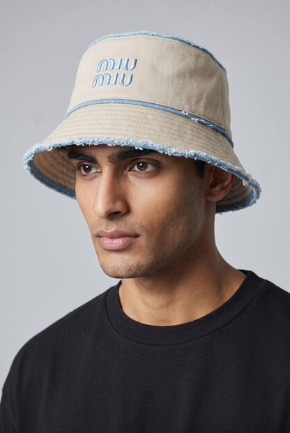 🧢 Miu Miu Beige & Blue Bucket Hat | Soft Minimal Luxury Look 💙 - MASTERPIECE
