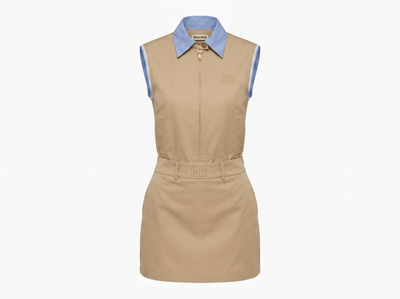 🤎 Miu Miu Beige Sleeveless Zip Two-Piece Set ✨ - MASTERPIECE