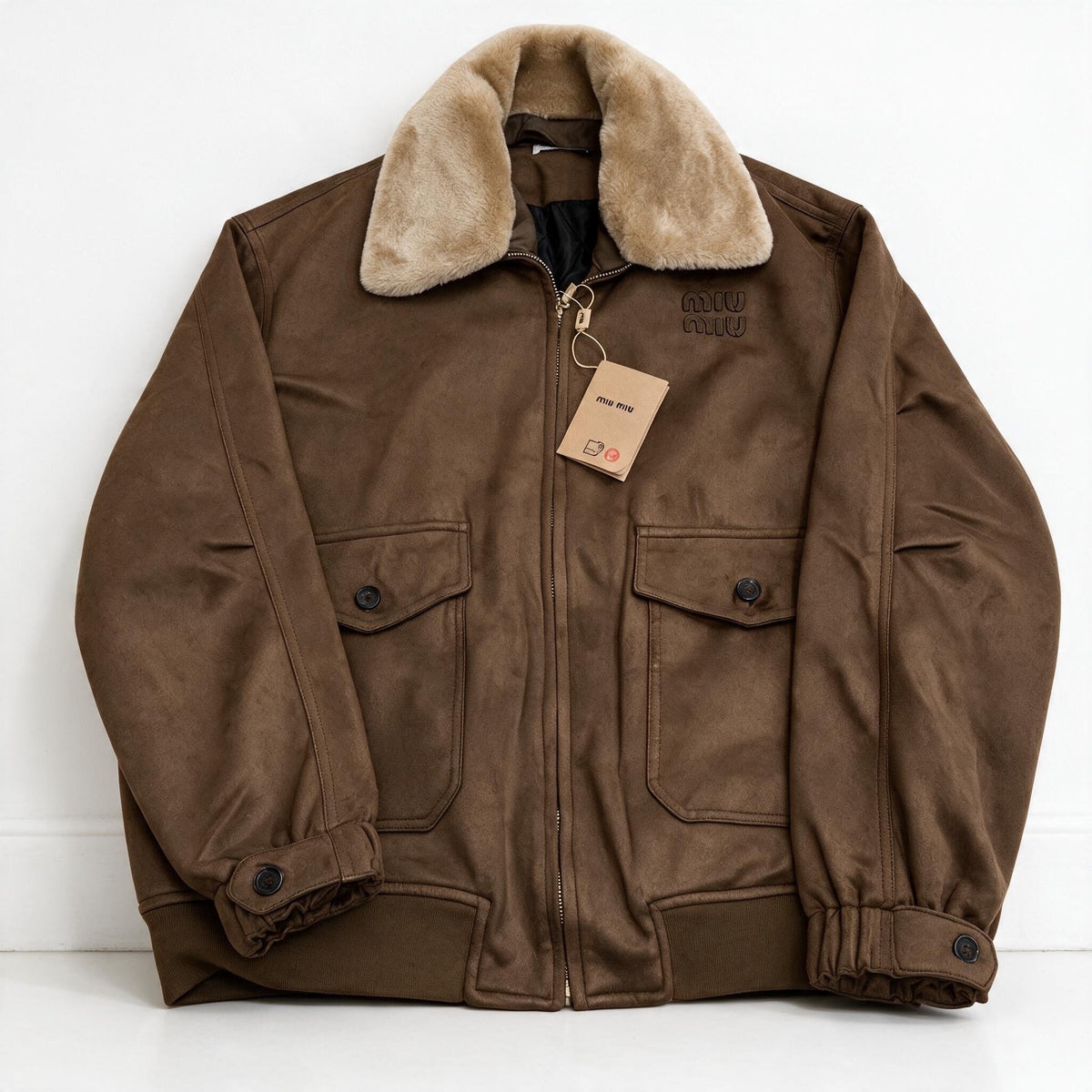 Miu Miu Bomber Jacket – Brown Shearling Collar