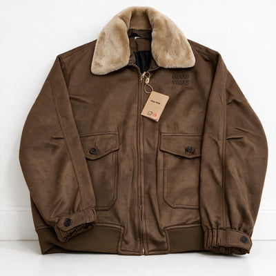 Miu Miu Bomber Jacket – Brown Shearling Collar - MASTERPIECE