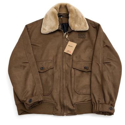 Miu Miu Bomber Jacket – Brown Shearling Collar - MASTERPIECE