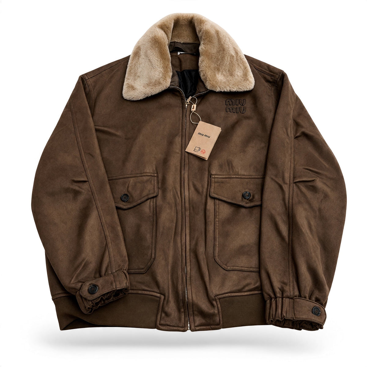 Miu Miu Bomber Jacket – Brown Shearling Collar