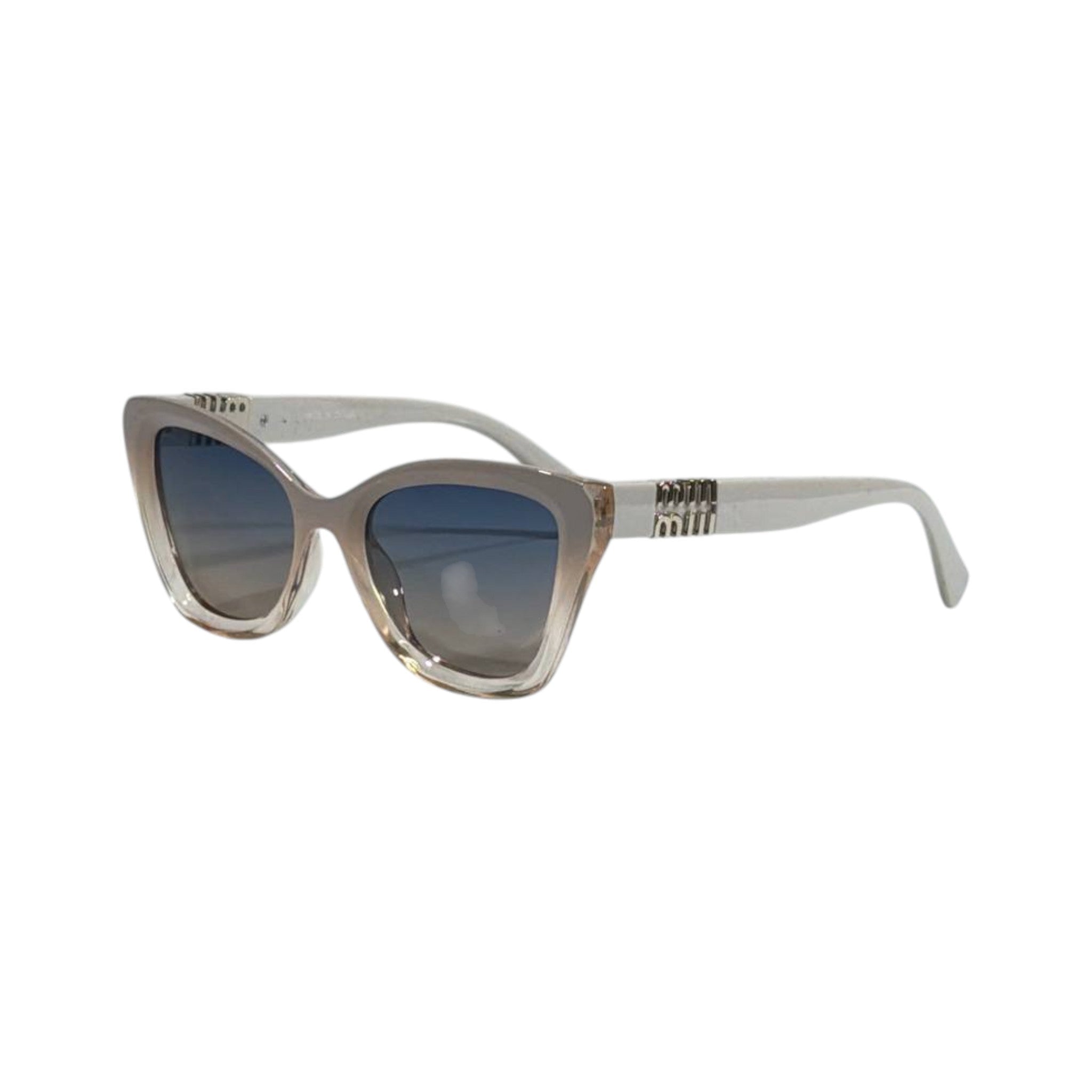🤍 Miu Miu Cat - Eye Sunglasses | Crystal Nude Frame & Gradient Blue Lenses ✨ - MASTERPIECE