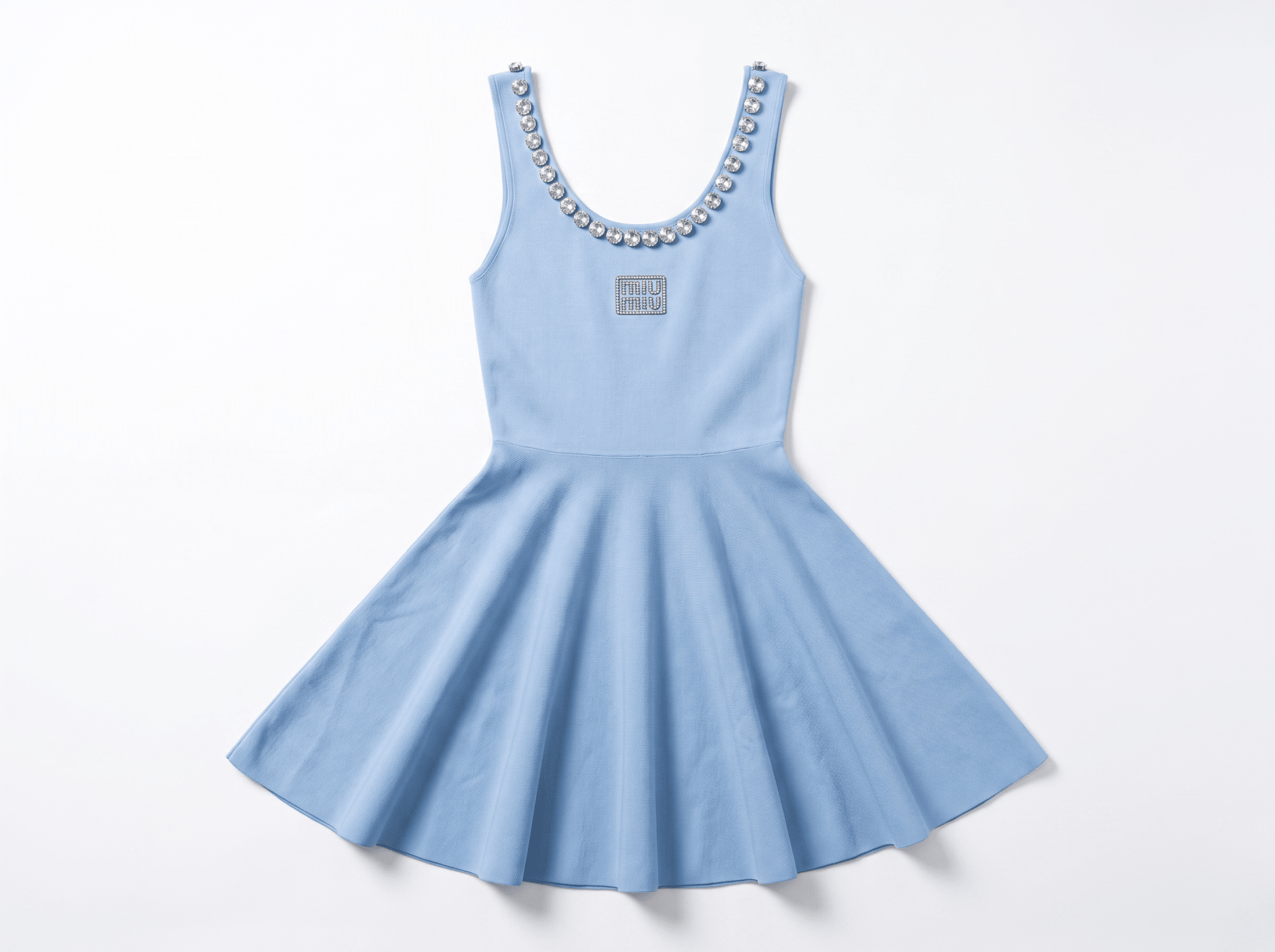 Miu Miu Crystal Embellished Baby Blue Mini Dress 💎✨ one size - MASTERPIECE