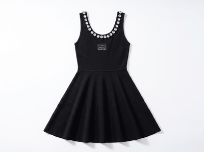 Miu Miu Crystal Embellished Black Mini Dress 💎✨ one size - MASTERPIECE