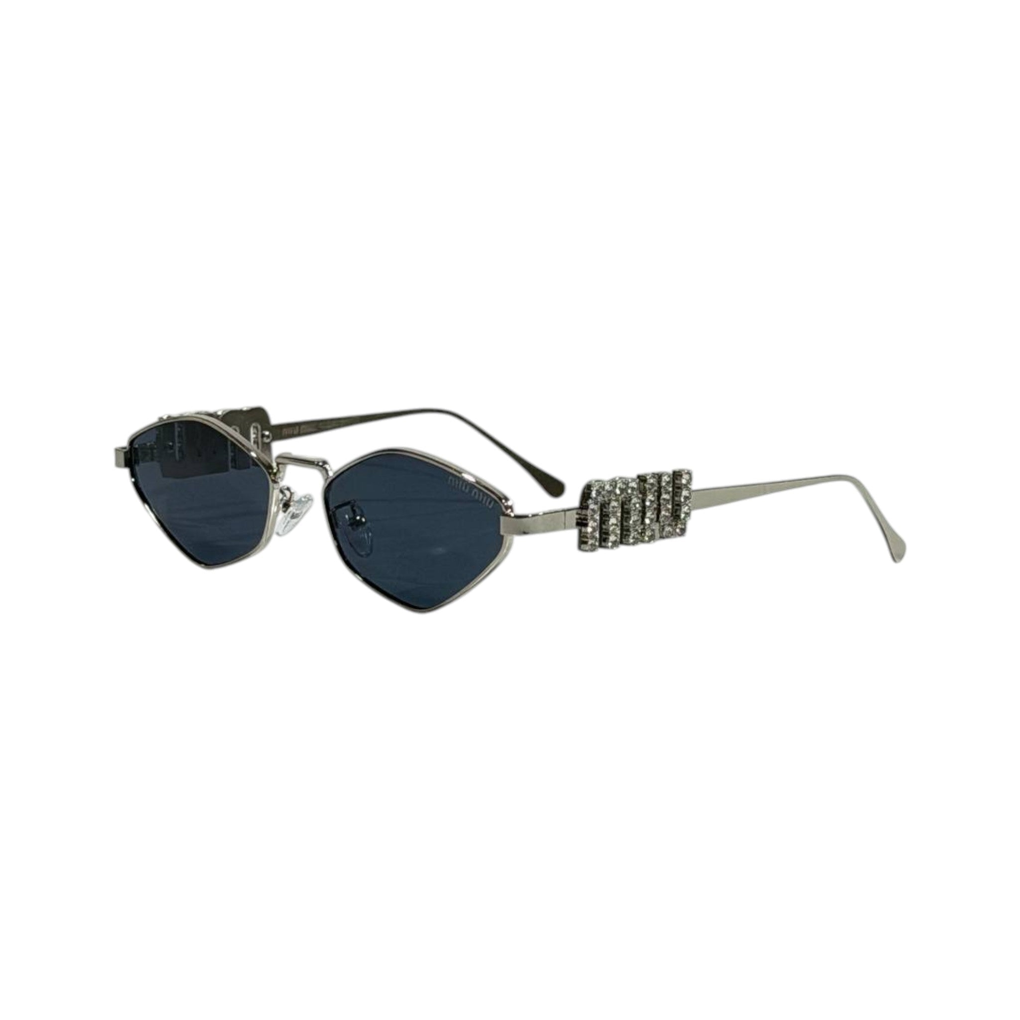 Miu Miu Crystal - Embellished Cat - Eye Sunglasses 🕶️ | Silver Frame Luxury Eyewear - MASTERPIECE