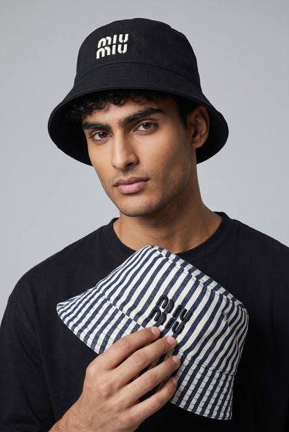 🧢 Miu Miu Double - Face Bucket Hat | Reversible Luxury Style 🤍🖤 - MASTERPIECE