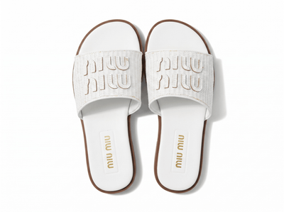 Miu Miu Embroidered Logo Slide Sandals – Elegant Summer Comfort 🤍 - MASTERPIECE