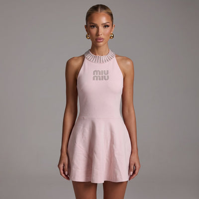 Miu Miu Halter Dress – Pink Crystal Collar 💎✨ one size - MASTERPIECE