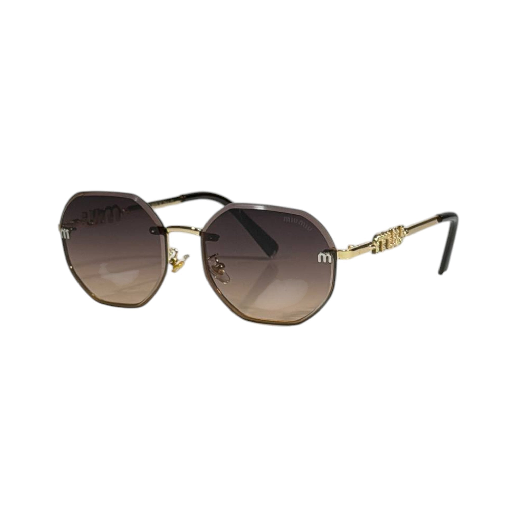 Miu Miu Luxe Gold Hexagon Sunglasses 🤎✨ Elegant Designer Statement Eyewear - MASTERPIECE