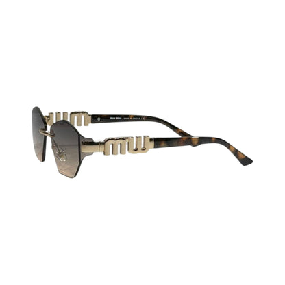 Miu Miu Luxe Rimless Gold Geometric Sunglasses ✨🤎 Bold Designer Statement Eyewear - MASTERPIECE