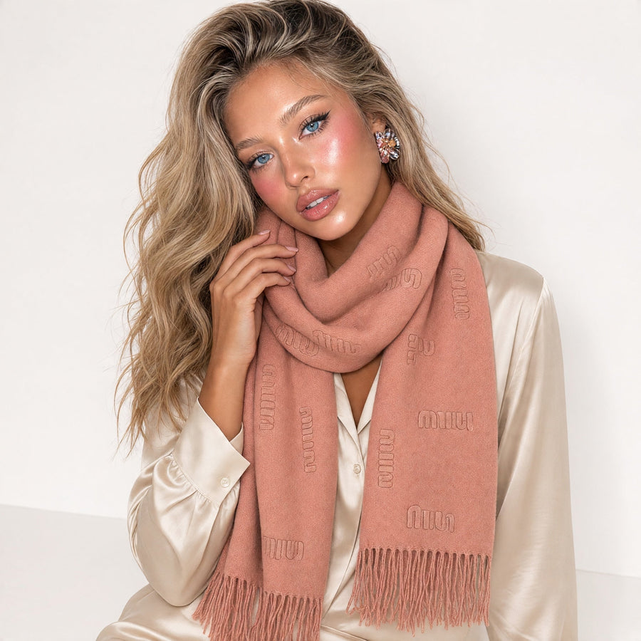 Miu Miu Oversized Logo Scarf – Dusty Rose