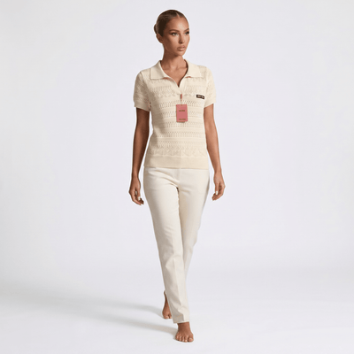 ✨ Miu Miu Pointelle Knit Polo Top – Ivory (one size) - MASTERPIECE